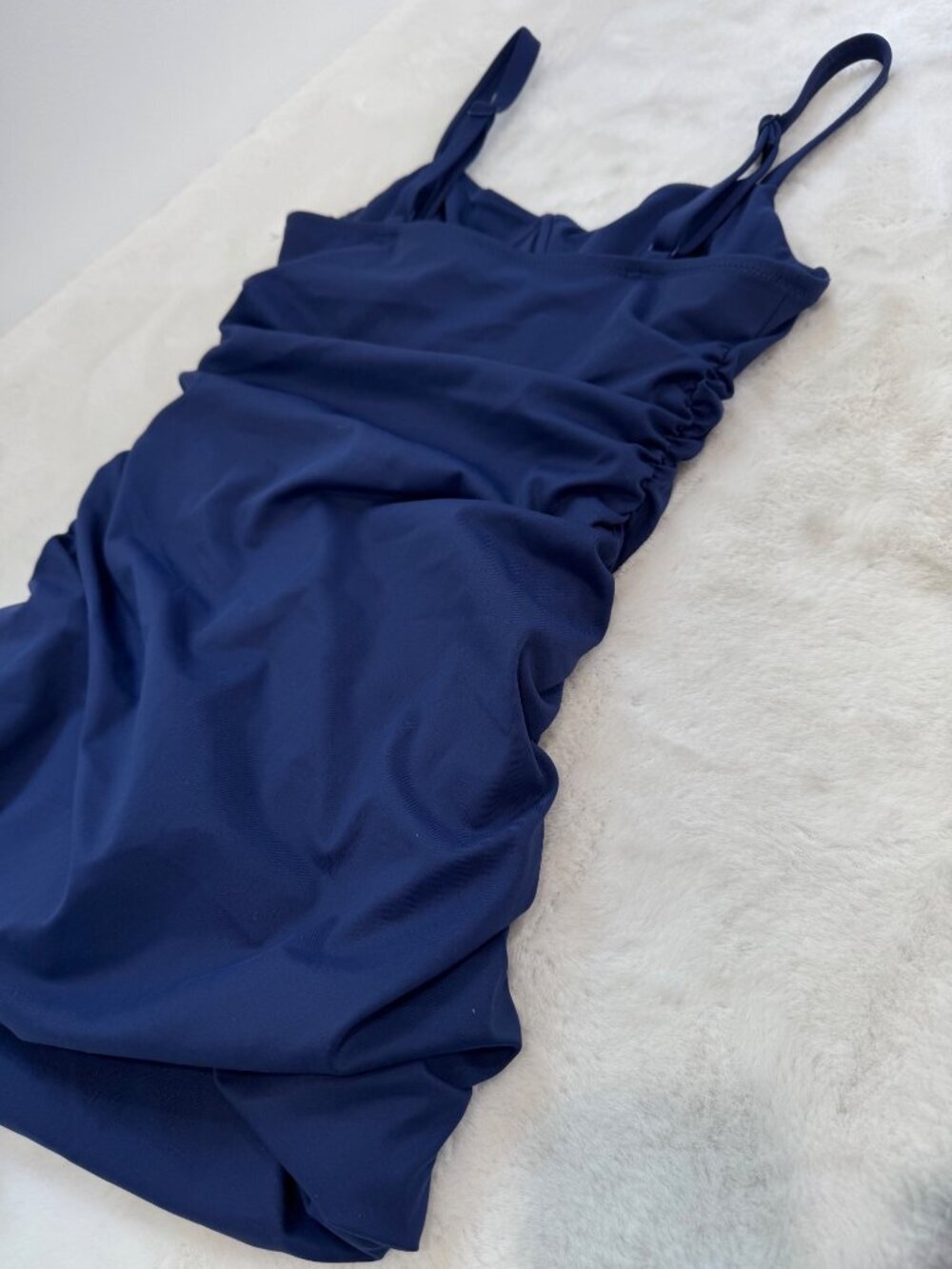 New Skims Women's Size M Midnight Blue Sculpting Ruched One-Piece Swimdress - Picture 13 of 16